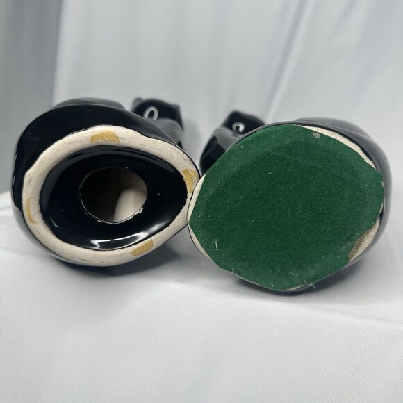 VTG Artmark Fine Ceramic Midnight Shadows Pair of Black Cats Green Eyes 12.5 in - Picture 8 of 12